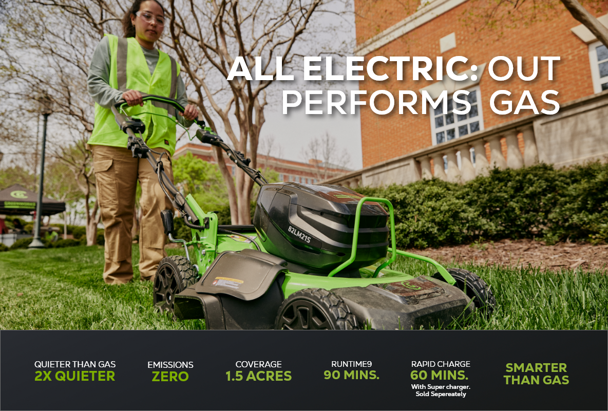 Greenworks 82V 21" Brushless Push Mower w/ 5.0Ah Battery and Dual Port Charger Greenworks 82V 21" Brushless Push Mower w/ 5.0Ah Battery and Dual Port Charger