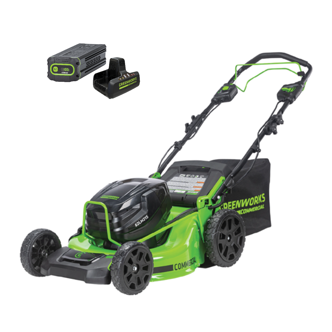 Greenworks 82V 21" Brushless Push Mower w/ 5.0Ah Battery and Dual Port Charger Greenworks 82V 21" Brushless Push Mower w/ 5.0Ah Battery and Dual Port Charger